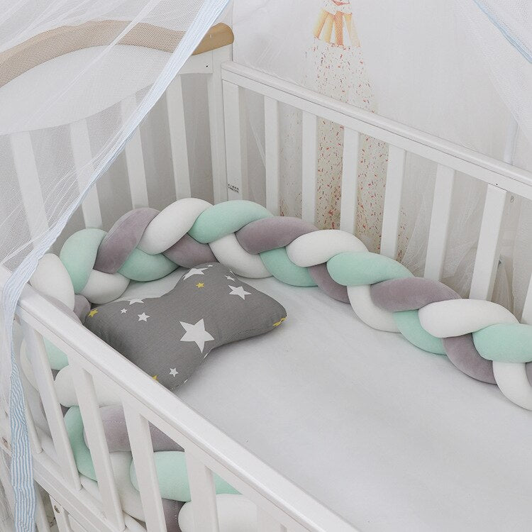 100cmBaby Bumper Bed Braid Knot Pillow Cushion Bumper for Infant Kids Crib Protector Cot Bumper Room Decor Anti-collision Bumper - Fabs things