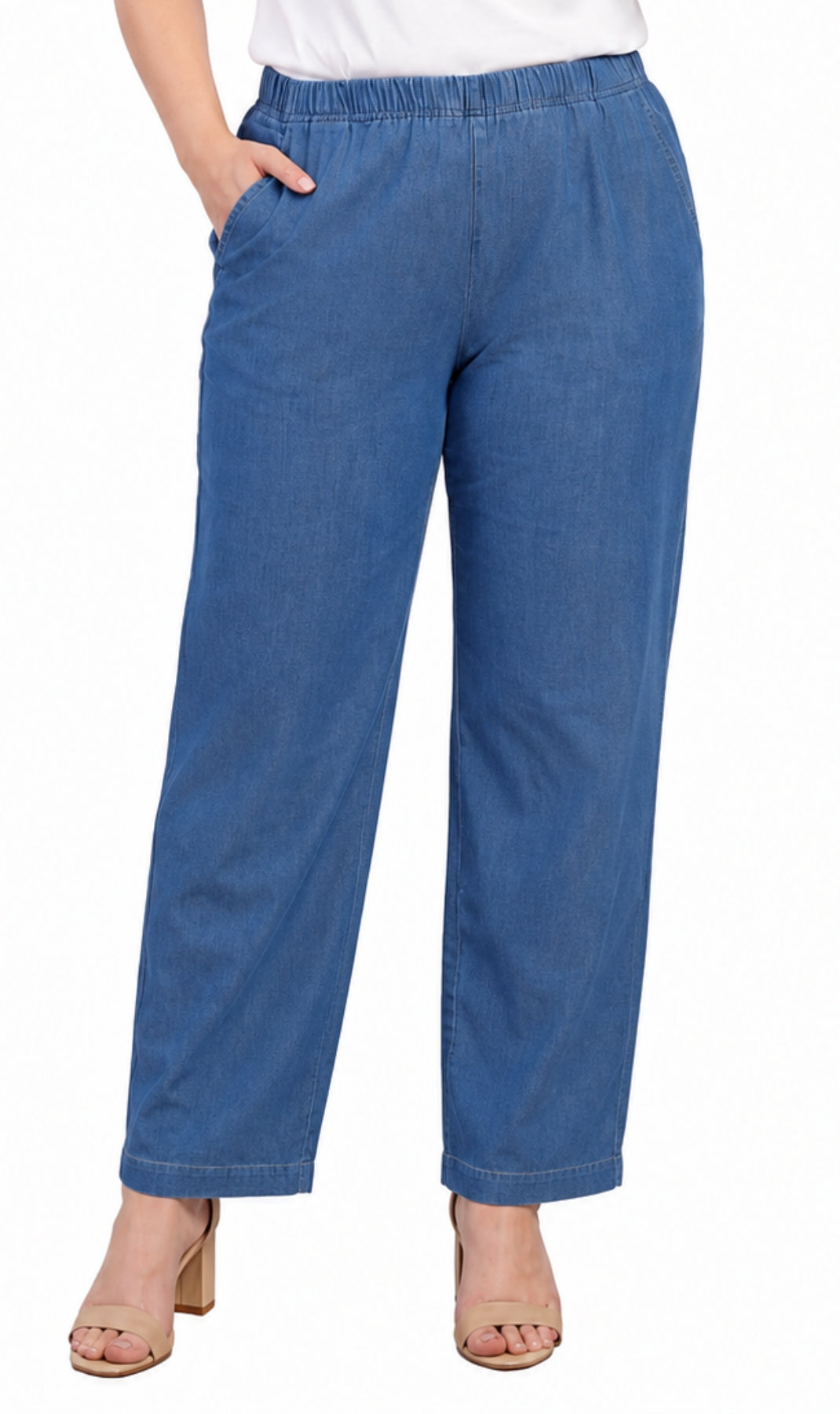 Women's Lightweight Pull-On Denim Jeans — Elastic Waist No Zipper - Fabs things