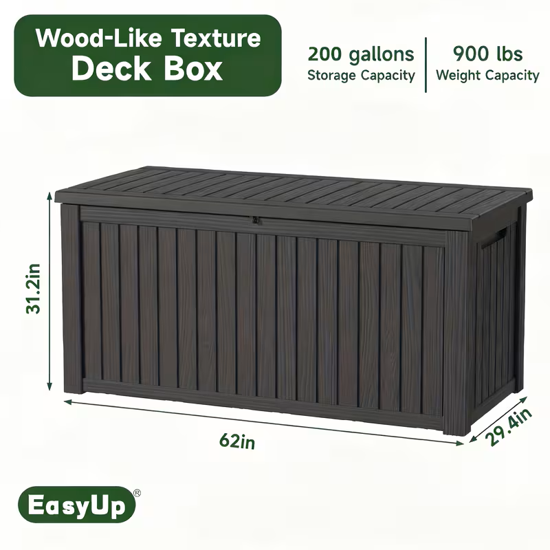 75 Gallon Heavy-Duty Outdoor Deck Box – Waterproof Patio Storage Box with Hinged Lid, Lockable & Easy Assembly - Fabs things