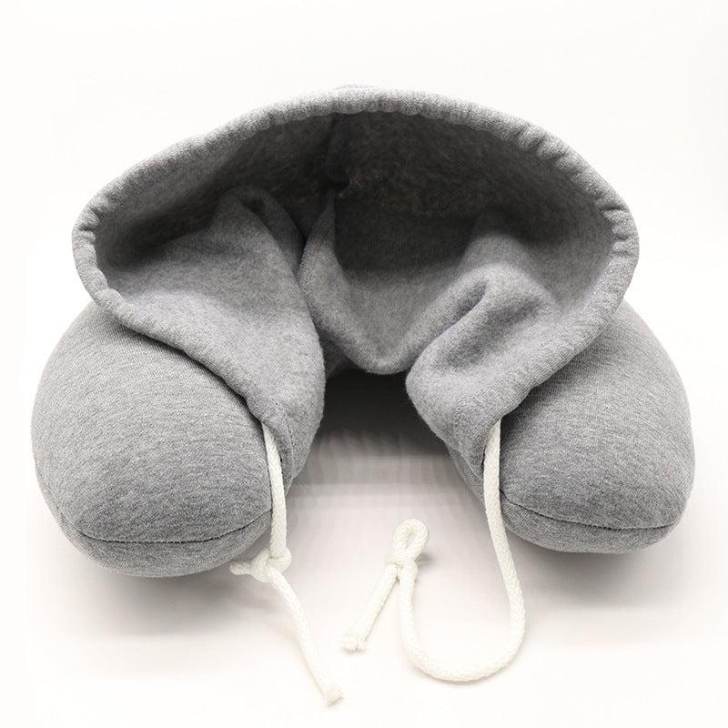 Travel Hooded U-Shaped Pillow Cushion Car Office Airplane Head Rest Neck Support U-Shaped - Fabs things
