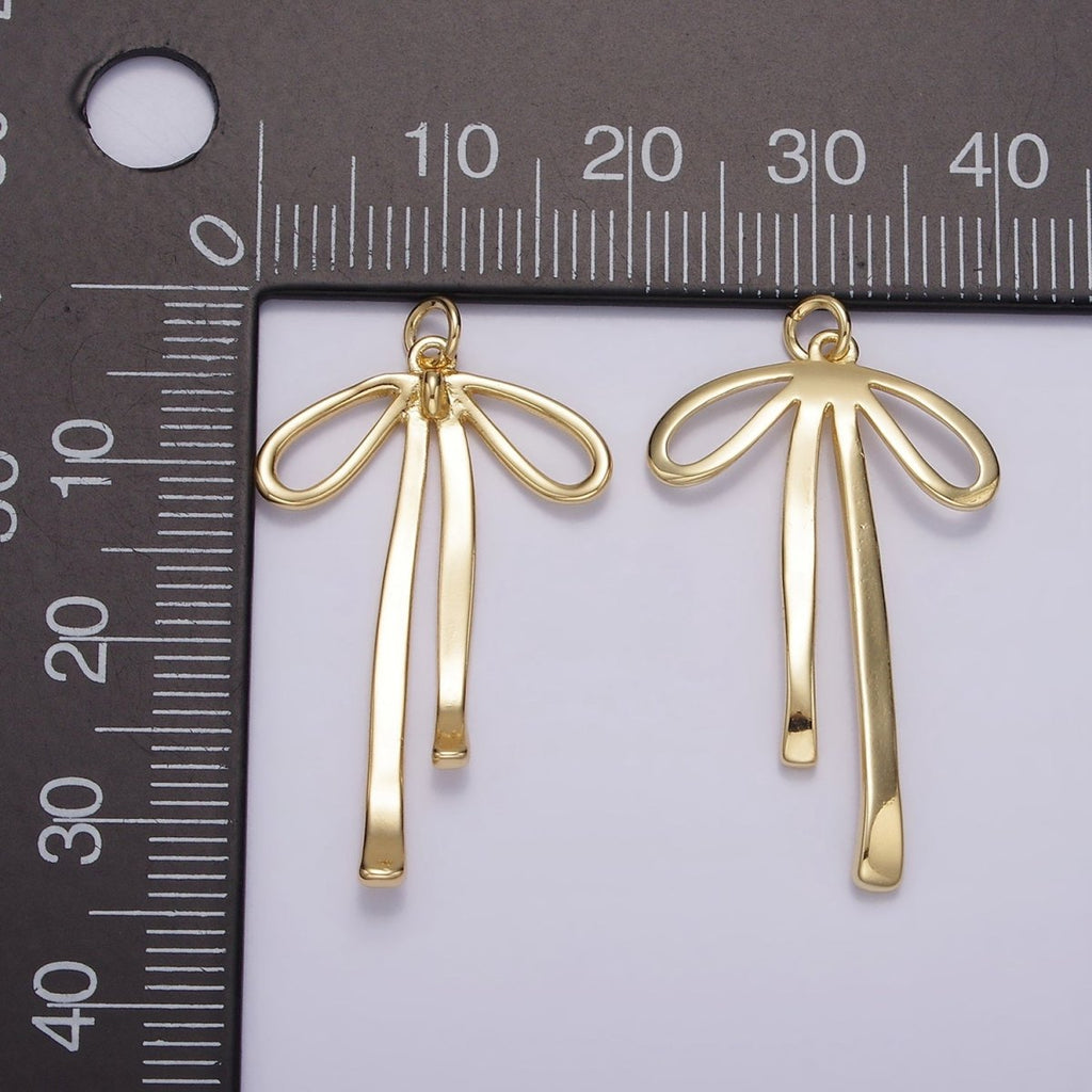 14K Gold Filled 30mm Ribbon Bow Minimalist Charm in Gold & Silver | AG494