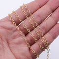 14k Gold Filled Heart Link Gold Chain by Yard, Lovely Heart Charm Chain, Wholesale bulk Roll Chain for Jewelry Making Width 3.4mm | ROLL-1076