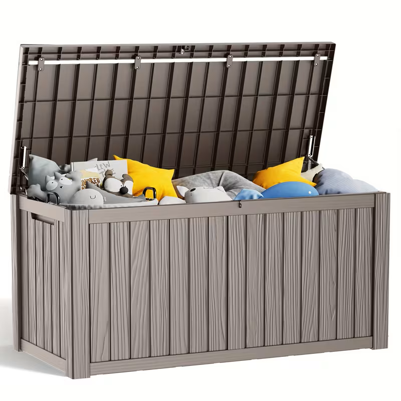 75 Gallon Heavy-Duty Outdoor Deck Box – Waterproof Patio Storage Box with Hinged Lid, Lockable & Easy Assembly - Fabs things