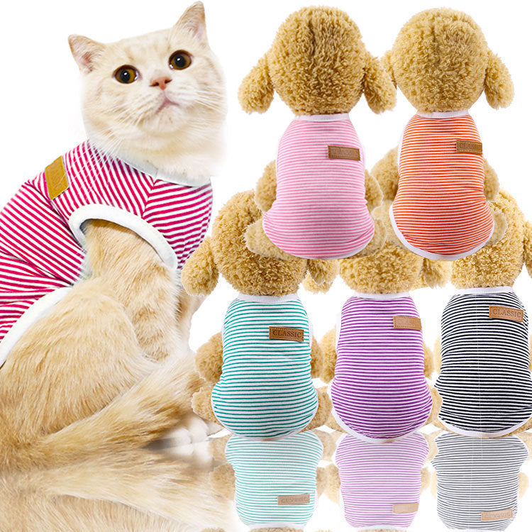 Dog Clothes Cat Clothes Pet Cotton Striped Vest Small Medium Large Dog Clothes - Fabs things