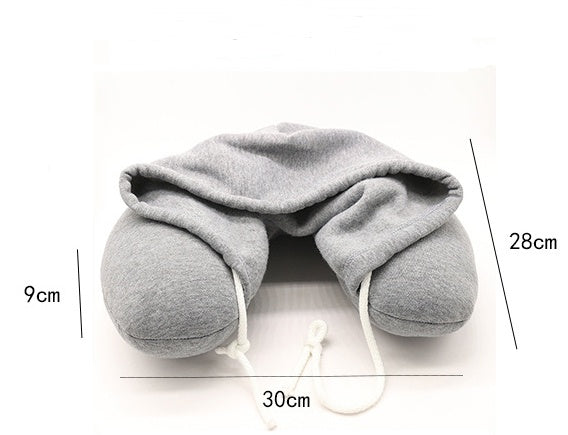 Travel Hooded U-Shaped Pillow Cushion Car Office Airplane Head Rest Neck Support U-Shaped - Fabs things