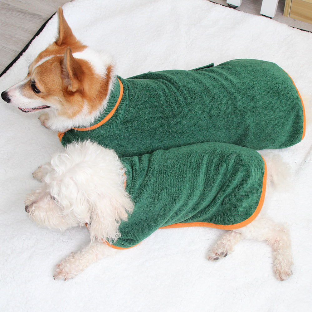 Pet Puppy Clothes Bathing Robe Neck Pet Clothes Tucked Waist Dog Shirts - Fabs things