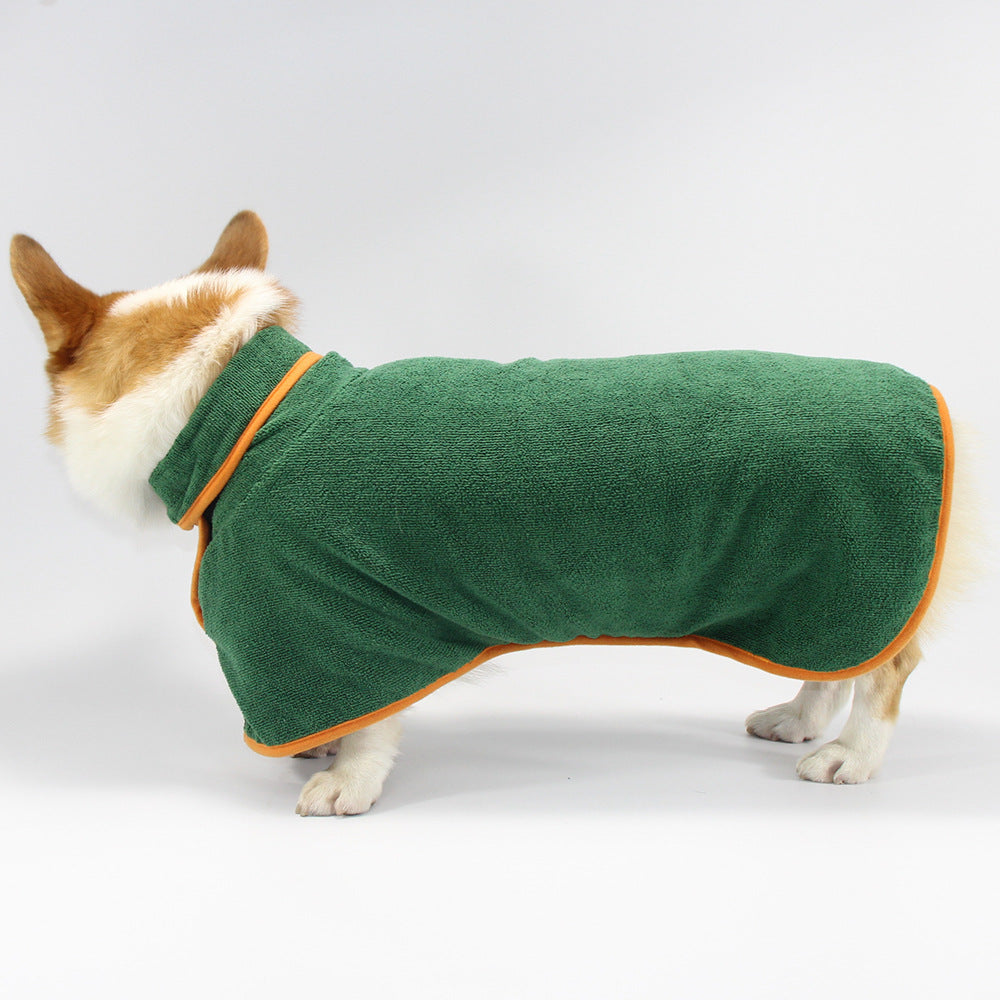 Pet Puppy Clothes Bathing Robe Neck Pet Clothes Tucked Waist Dog Shirts - Fabs things