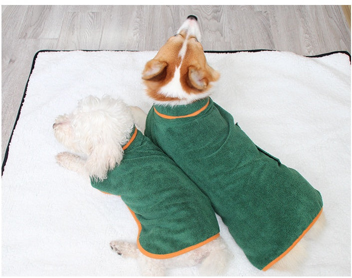 Pet Puppy Clothes Bathing Robe Neck Pet Clothes Tucked Waist Dog Shirts - Fabs things