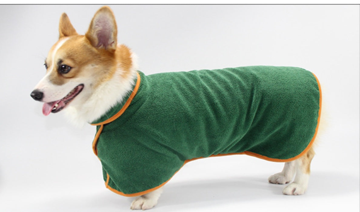 Pet Puppy Clothes Bathing Robe Neck Pet Clothes Tucked Waist Dog Shirts - Fabs things