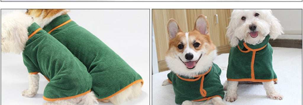 Pet Puppy Clothes Bathing Robe Neck Pet Clothes Tucked Waist Dog Shirts - Fabs things