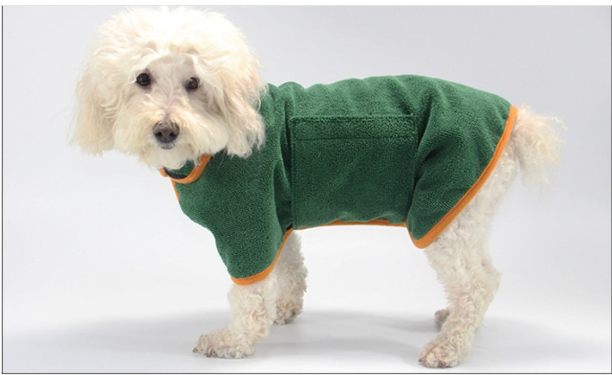 Pet Puppy Clothes Bathing Robe Neck Pet Clothes Tucked Waist Dog Shirts - Fabs things