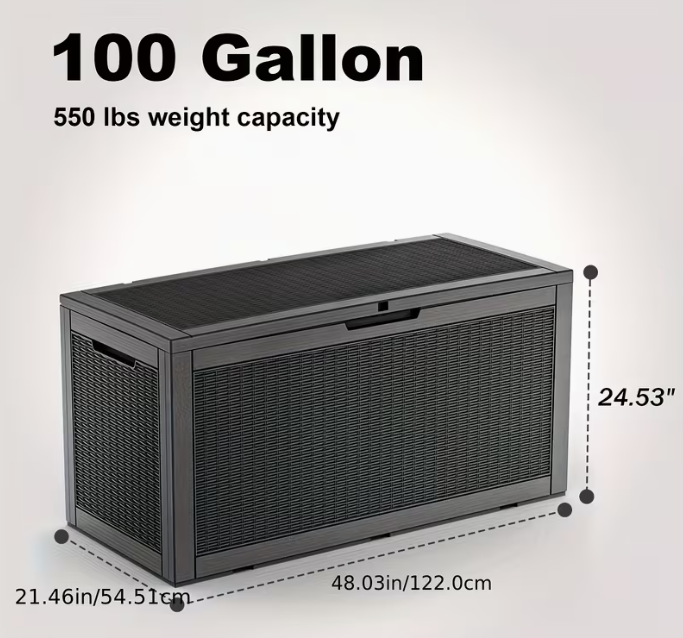 75 Gallon Heavy-Duty Outdoor Deck Box – Waterproof Patio Storage Box with Hinged Lid, Lockable & Easy Assembly - Fabs things