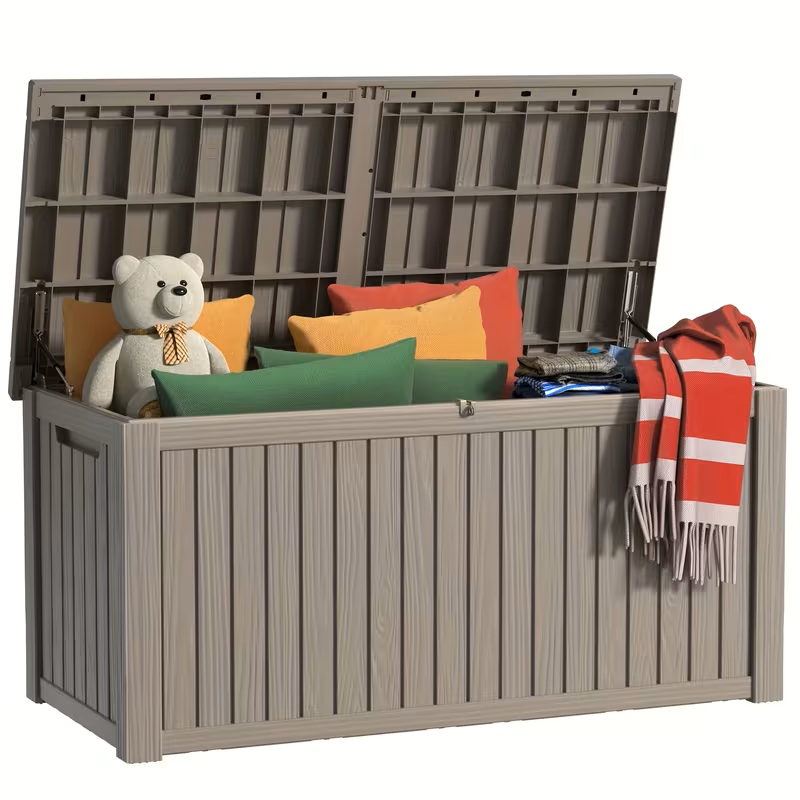 75 Gallon Heavy-Duty Outdoor Deck Box – Waterproof Patio Storage Box with Hinged Lid, Lockable & Easy Assembly - Fabs things