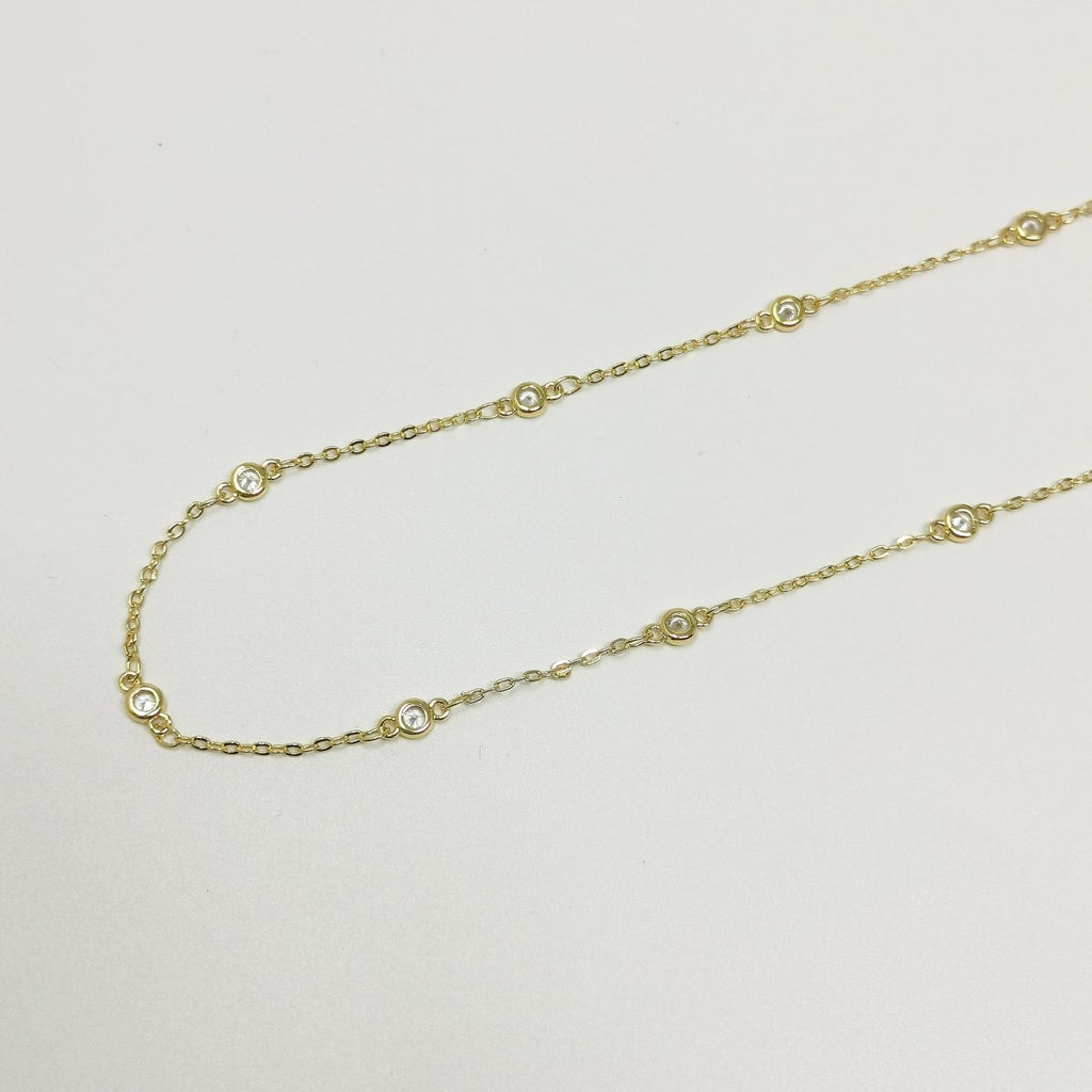 24K Gold Filled Micro Pave CZ Charm Chain Sold by Yard, Round CZ Chain, Chain for Jewelry Making Necklace Bracelet | ROLL-395