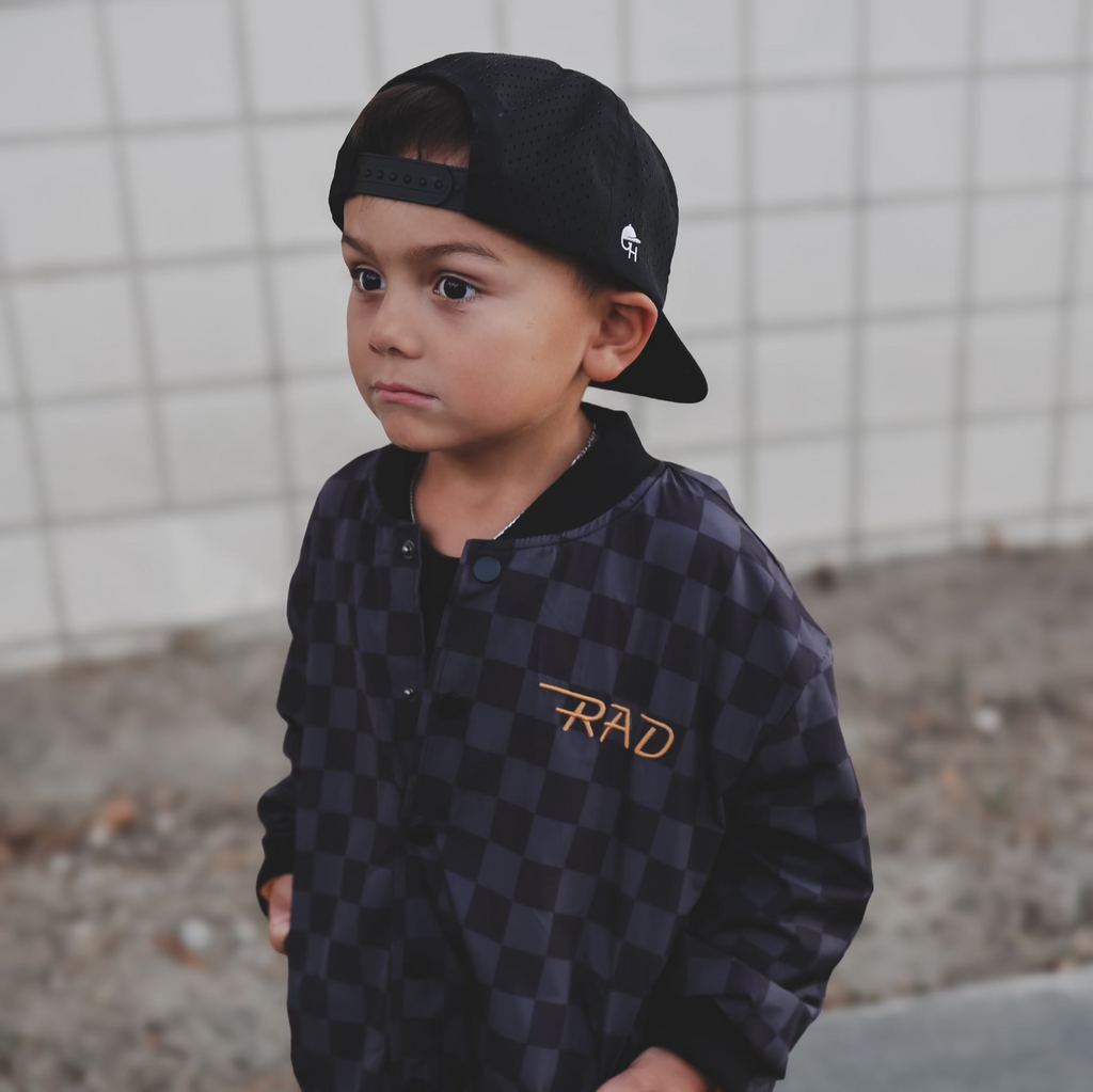 KIDS WATERPROOF LETTERMAN JACKET - CHECKERS - Fabs things