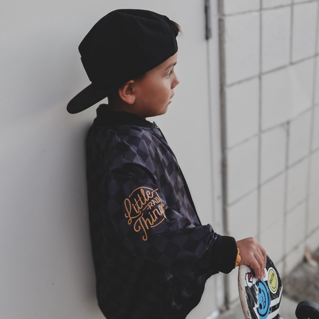 KIDS WATERPROOF LETTERMAN JACKET - CHECKERS - Fabs things