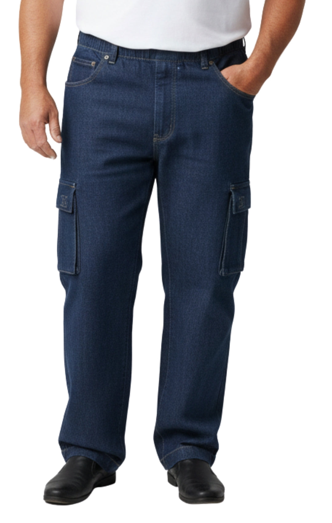 Men's Pull-On Jeans with Double Cargo Pockets — Lightweight Easy Fit - Fabs things