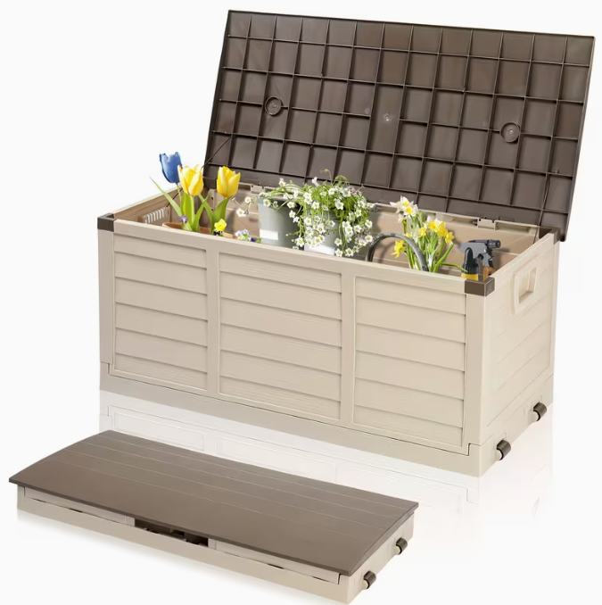 75 Gallon Heavy-Duty Outdoor Deck Box – Waterproof Patio Storage Box with Hinged Lid, Lockable & Easy Assembly - Fabs things