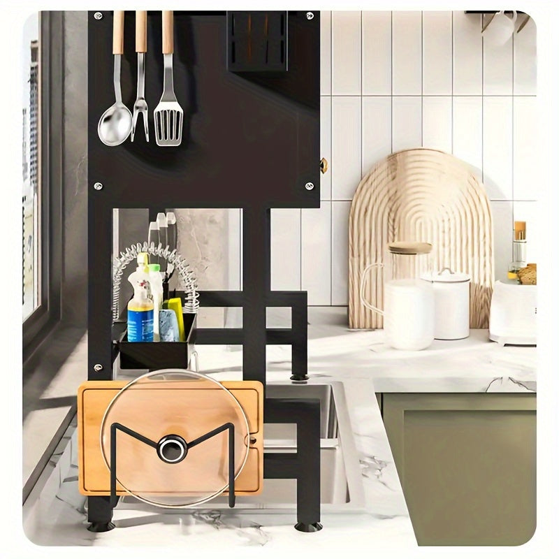Over Sink Dish Drying Rack 1 Tier Kitchen Organizer Dustproof Storage Shelf - Fabs things