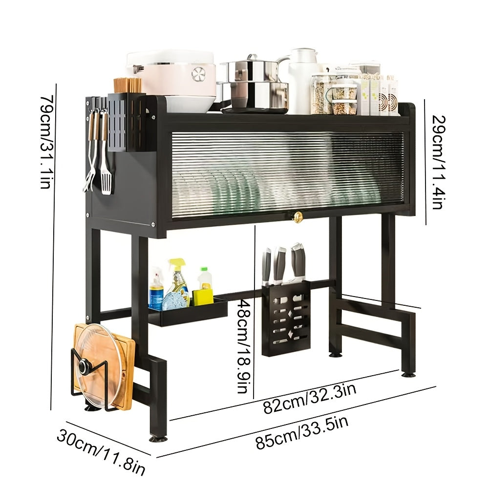 Over Sink Dish Drying Rack 1 Tier Kitchen Organizer Dustproof Storage Shelf - Fabs things