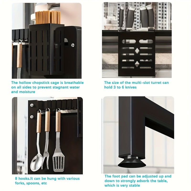 Over Sink Dish Drying Rack 1 Tier Kitchen Organizer Dustproof Storage Shelf - Fabs things