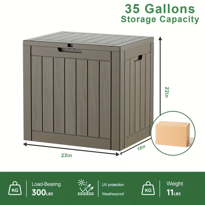 75 Gallon Heavy-Duty Outdoor Deck Box – Waterproof Patio Storage Box with Hinged Lid, Lockable & Easy Assembly - Fabs things