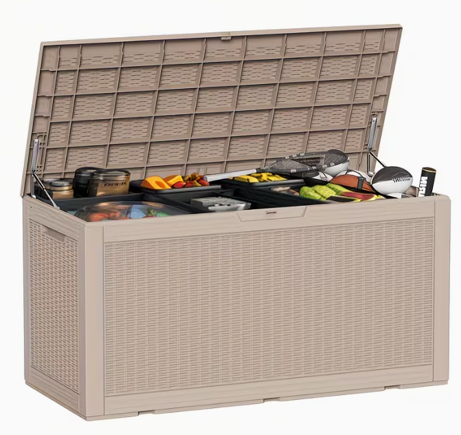 75 Gallon Heavy-Duty Outdoor Deck Box – Waterproof Patio Storage Box with Hinged Lid, Lockable & Easy Assembly - Fabs things