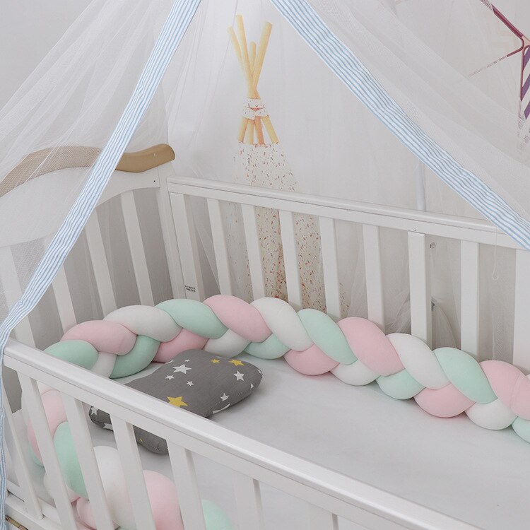 100cmBaby Bumper Bed Braid Knot Pillow Cushion Bumper for Infant Kids Crib Protector Cot Bumper Room Decor Anti-collision Bumper - Fabs things