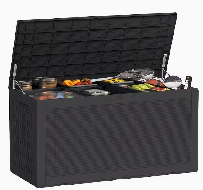 75 Gallon Heavy-Duty Outdoor Deck Box – Waterproof Patio Storage Box with Hinged Lid, Lockable & Easy Assembly - Fabs things