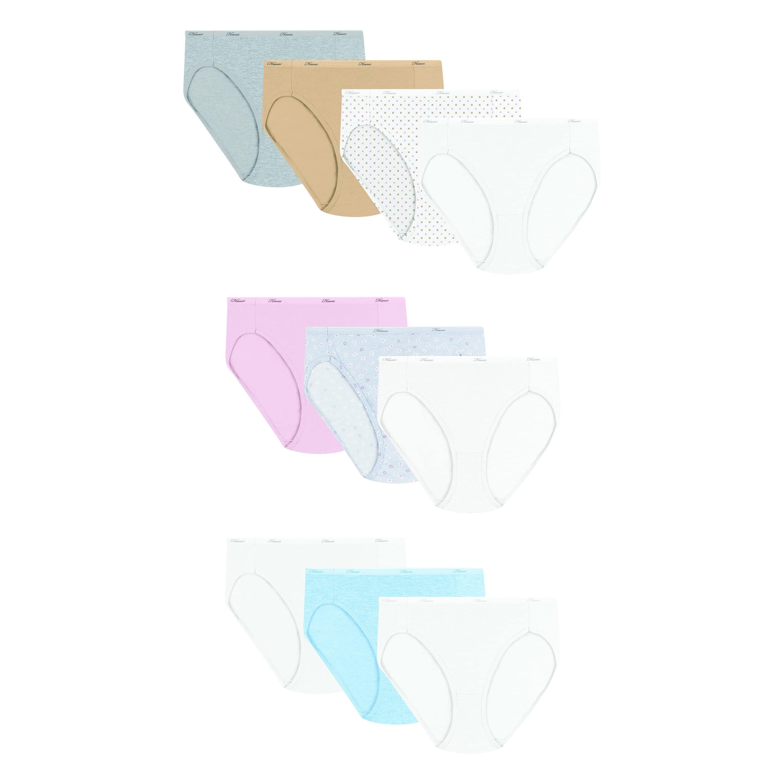 Hanes Women's Underwear Pack, 10-Pack, Full-Coverage Cotton Blend Panties, Moisture-Wicking Underwear for Women