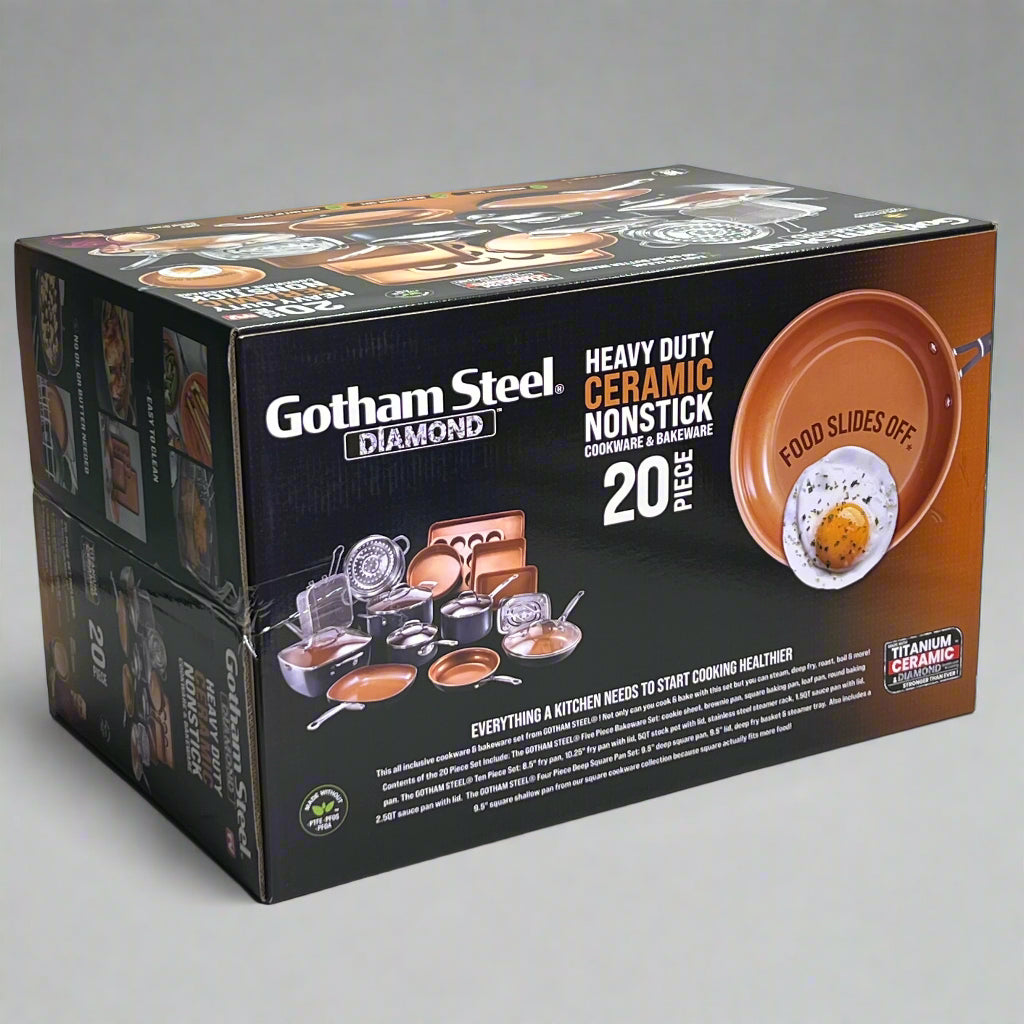 GOTHAM STEEL (20 Pcs) Cookware + Bakeware Set 22.65" X 15.04" X 14.57" 1922MPL