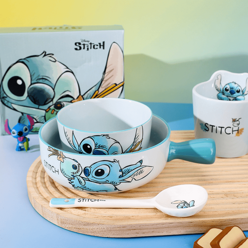 ZOOUSQII Ceramic Dinnerware Set - Cute Rice Bowls, Plates, and Chopsticks Gift Box