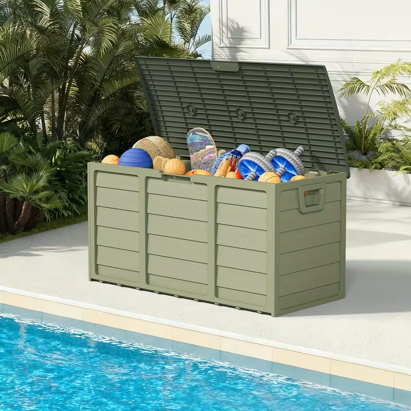 75 Gallon Heavy-Duty Outdoor Deck Box – Waterproof Patio Storage Box with Hinged Lid, Lockable & Easy Assembly - Fabs things