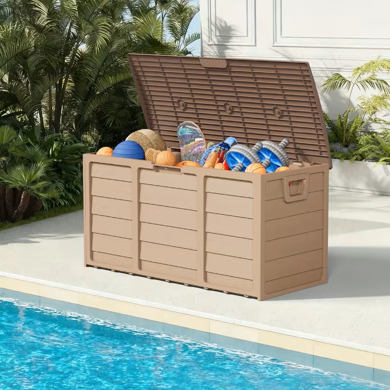 75 Gallon Heavy-Duty Outdoor Deck Box – Waterproof Patio Storage Box with Hinged Lid, Lockable & Easy Assembly - Fabs things