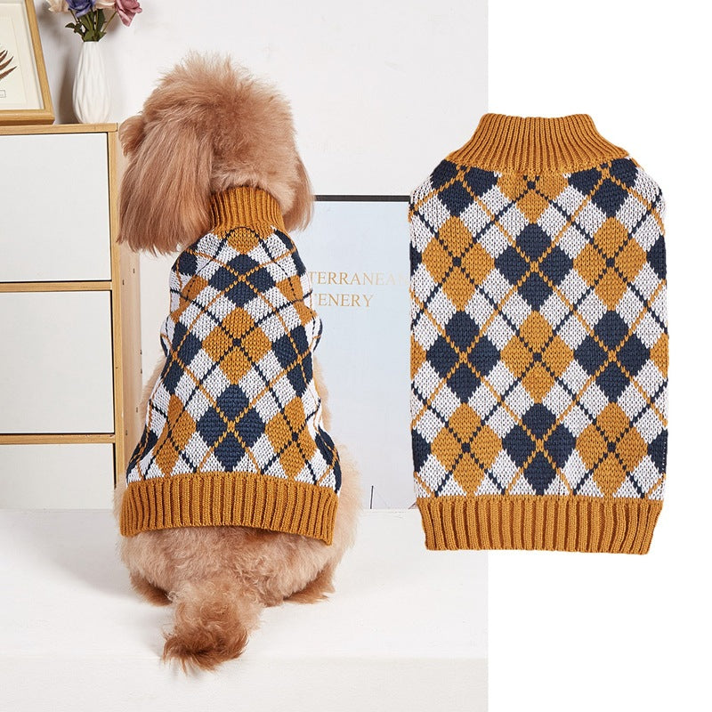 Thanksgiving Pet Clothes Lapel Retro Plaid Contrast Color - Fabs things
