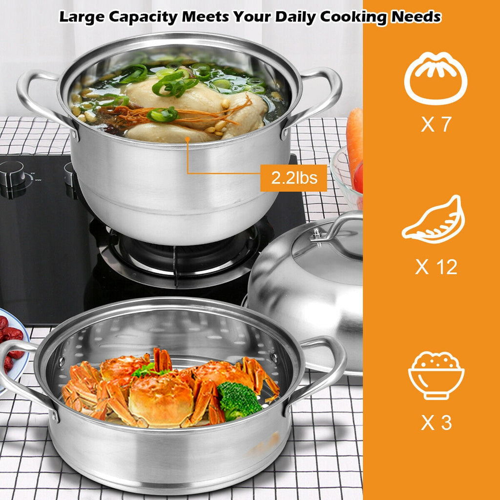 3 Tier Stainless Steel Cookware Pot Saucepot Steamer