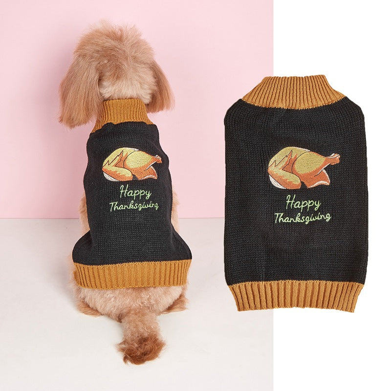 Thanksgiving Pet Clothes Lapel Retro Plaid Contrast Color - Fabs things