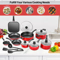 17 Pieces Hard Anodized Nonstick Cookware Pots and Pans Set