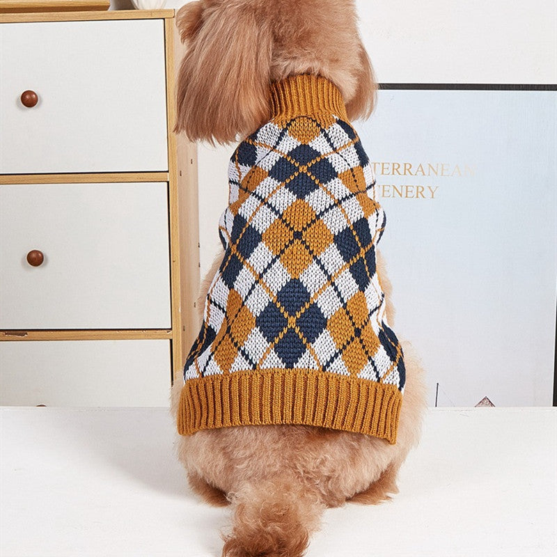Thanksgiving Pet Clothes Lapel Retro Plaid Contrast Color - Fabs things