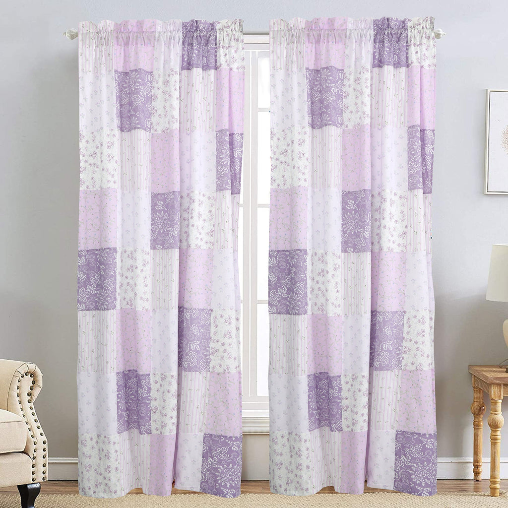 Love of Lilac Lavender Floral Real Patchwork Purple Scalloped Cotton 3-Piece Reversible Quilt Bedding Set