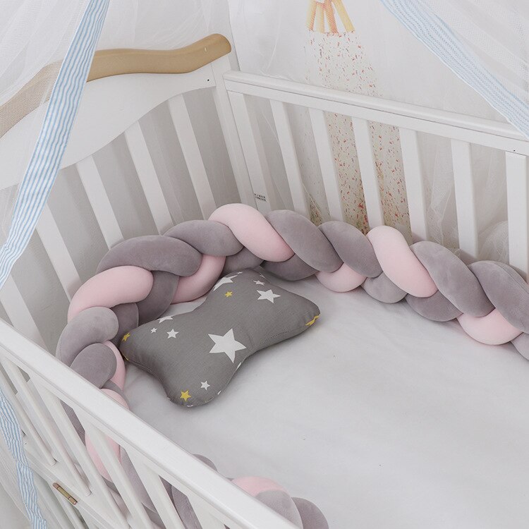 100cmBaby Bumper Bed Braid Knot Pillow Cushion Bumper for Infant Kids Crib Protector Cot Bumper Room Decor Anti-collision Bumper - Fabs things
