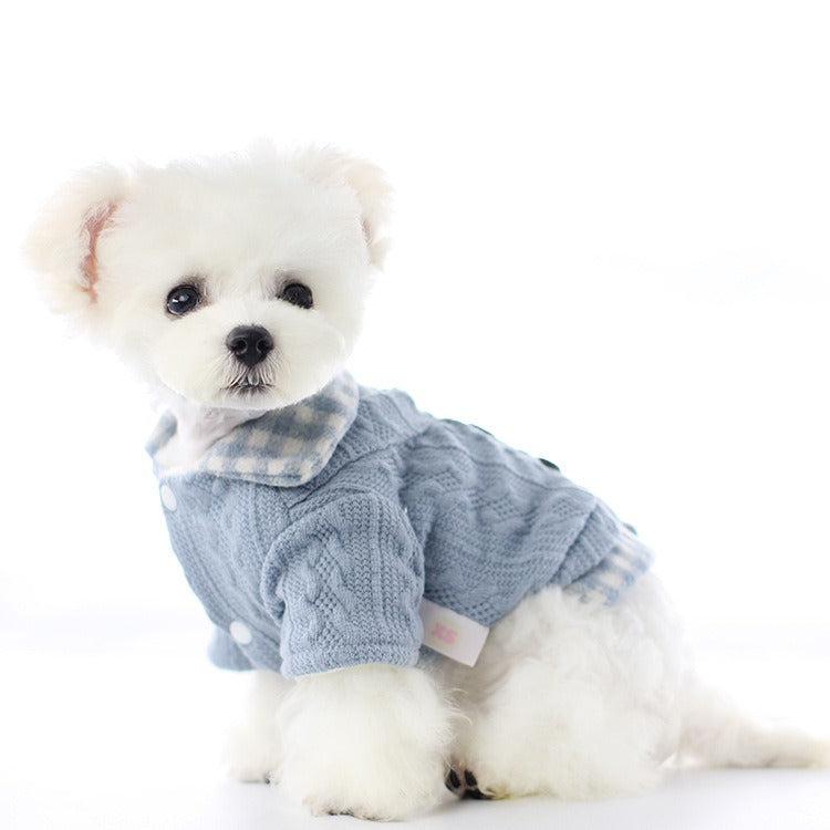 Dog clothes, pet clothes, winter lollipop dog clothes, cat clothes, compared to bear clothes, woolen plaid pet clothes - Fabs things