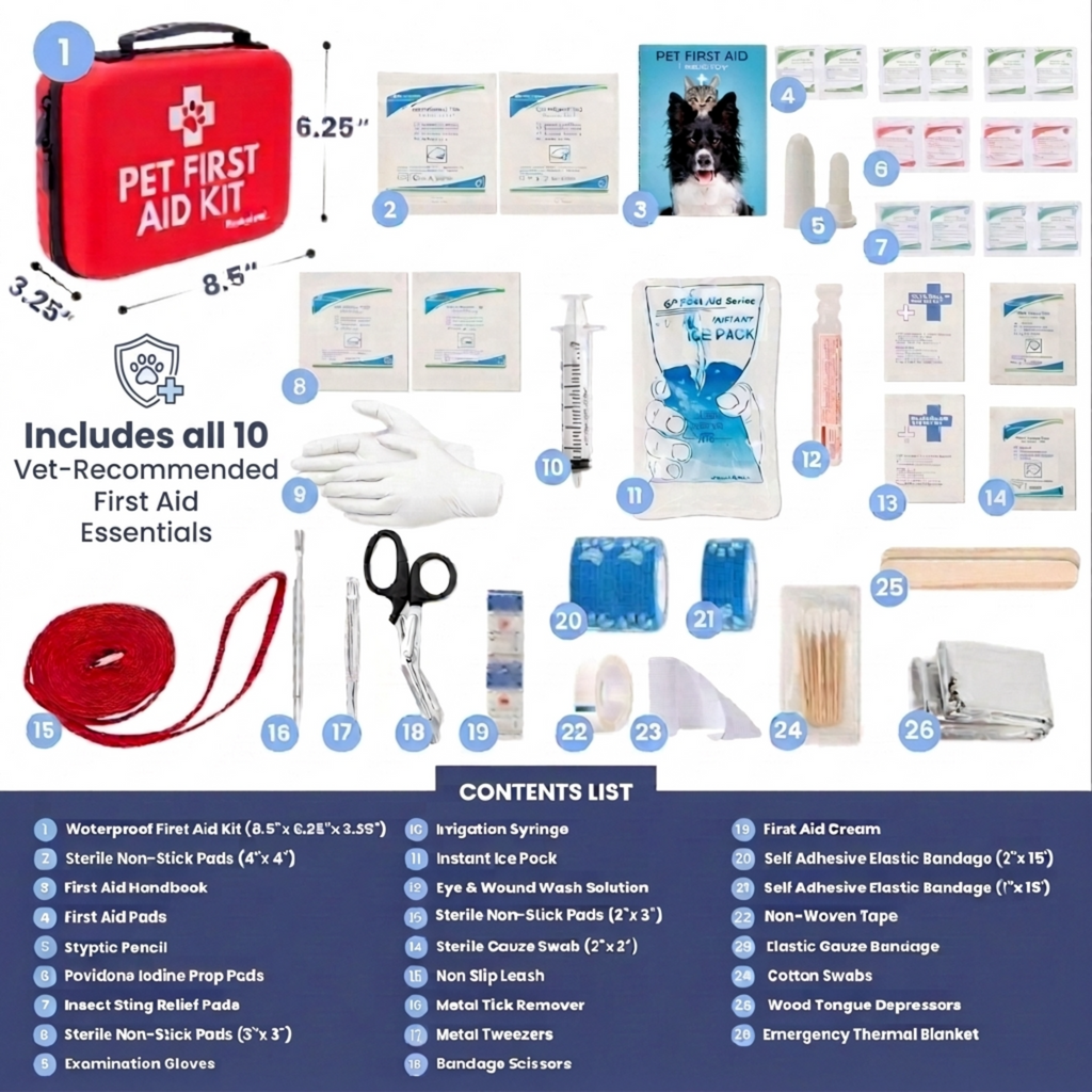 Pet First Aid Kit for Dogs & Cats with Vet-Approved Essentials - Fabs things