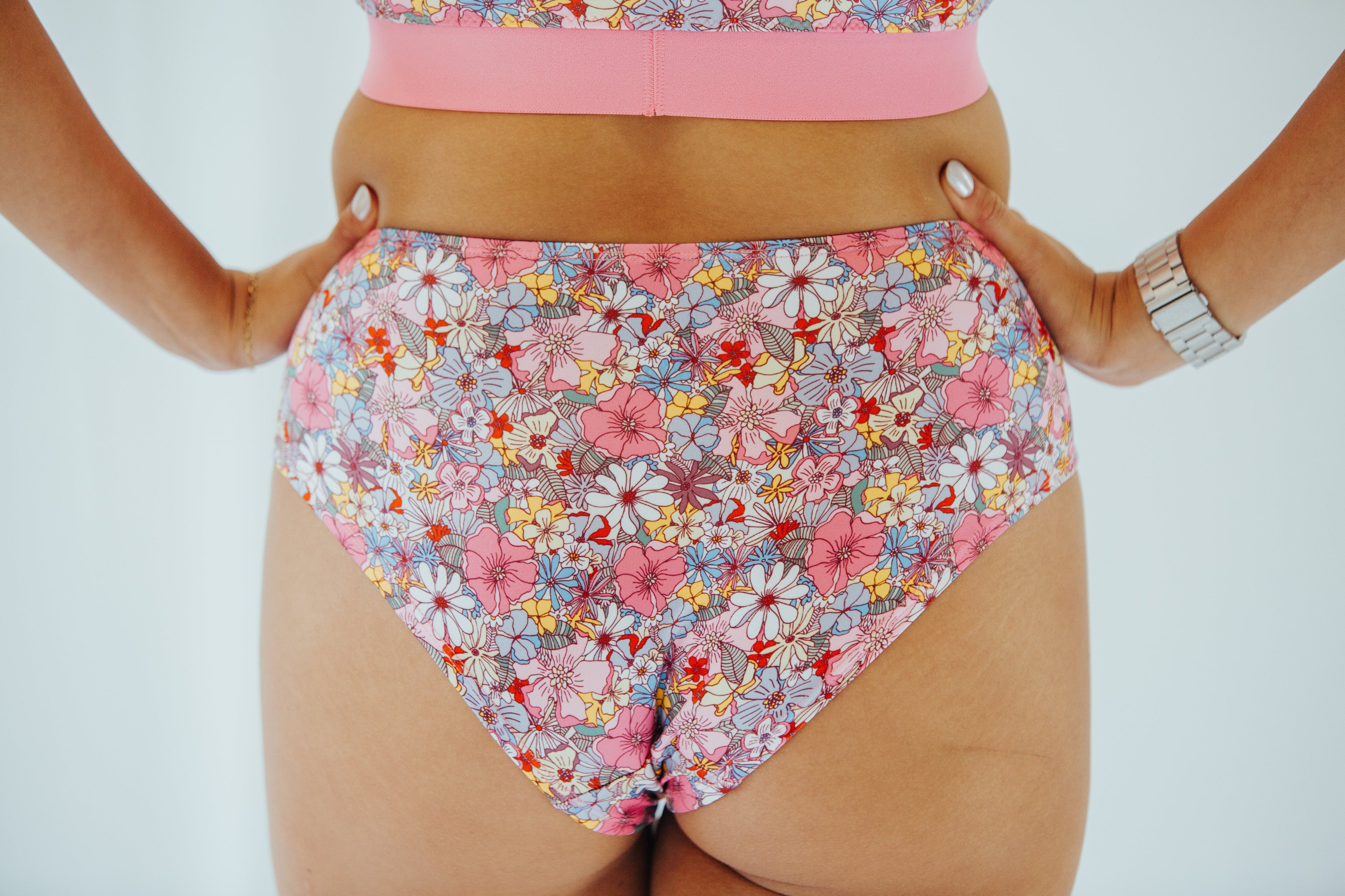 Pink Floral Print Underwear