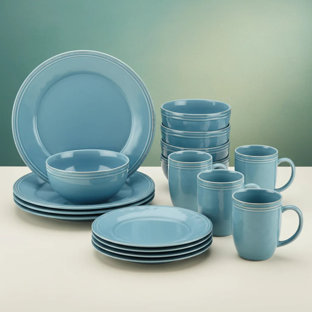 Rachael Ray Cucina Stoneware 16-piece Dinnerware Set Agave Blue