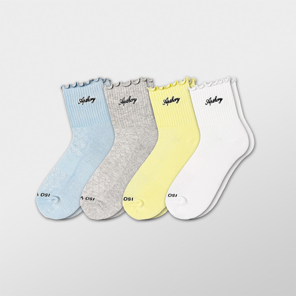 WMNS Lettuce Edge Quarter Socks 4 pack