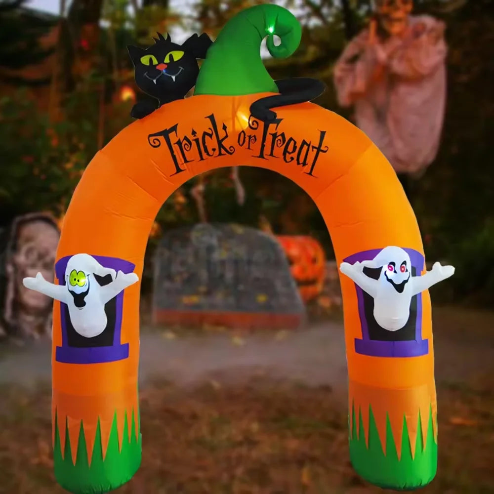 10FT Giant Inflatable Arch with Black Cat and Ghosts Outdoor Patio Lawn Halloween Inflatable Decorations - Fabs things