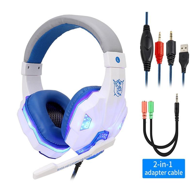 Professional Led Light Gaming Headphones for Computer Adjustable Bass Stereo PC Gamer Over Ear Wired Headset With Mic - Fabs things