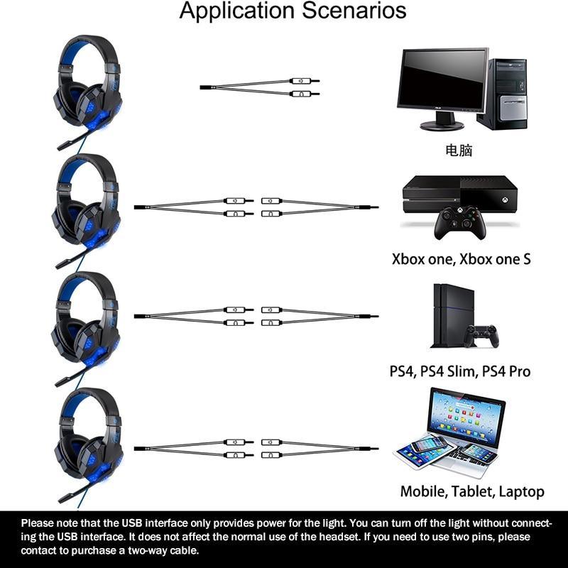 Professional Led Light Gaming Headphones for Computer Adjustable Bass Stereo PC Gamer Over Ear Wired Headset With Mic - Fabs things