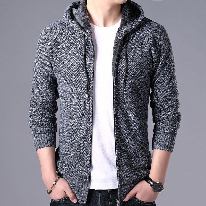 New Autumn Winter Jacket Men Warm Casual Slim Fit Fleece Jacket Elegant Jackets For Men Warm Soft Sweater Solid Jackets Casual Business Men Clothing Lightweight Hooded Jackets - Fabs things